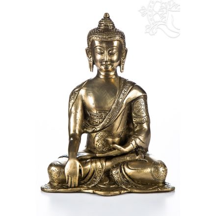 Shakyamuni Buddha réz szobor, matt sárga - 20cm