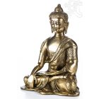 Shakyamuni Buddha réz szobor, matt sárga - 20cm