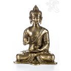Áldó Buddha réz szobor, matt sárga - 20cm