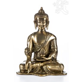 Gyógyító Buddha réz szobor, matt sárga - 20cm