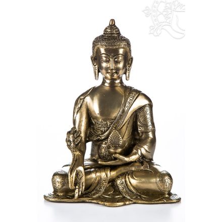 Gyógyító Buddha réz szobor, matt sárga - 20cm