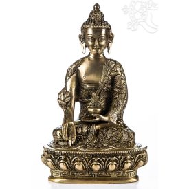 Gyógyító Buddha réz szobor, matt sárga - 26cm