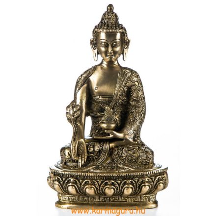 Gyógyító Buddha réz szobor, matt sárga - 26cm