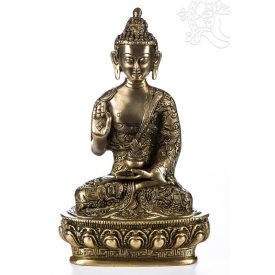 Áldó Buddha réz szobor, matt sárga - 26cm