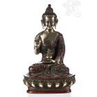 Áldó Buddha réz szobor, arany-vörös - 26cm