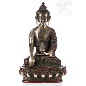 Shakyamuni Buddha réz szobor, arany-vörös - 26cm