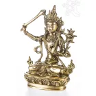 Manjushri réz szobor, matt sárga - 23cm