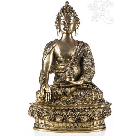 Gyógyító Buddha réz szobor, matt sárga - 30cm