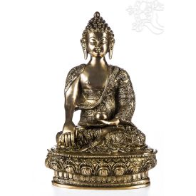 Shakyamuni Buddha réz szobor, matt sárga - 30cm