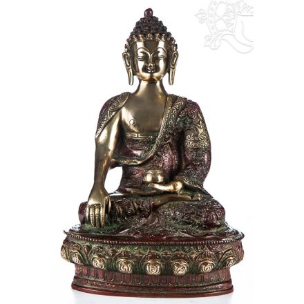 Shakyamuni Buddha réz szobor, arany-vörös - 30cm