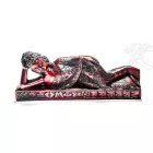 Fekvő Buddha vörös színű rezin szobor - 17 cm
