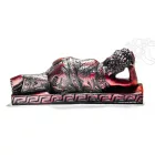 Fekvő Buddha vörös színű rezin szobor - 17 cm