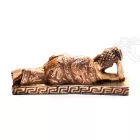 Fekvő Buddha csont színű  rezin szobor - 17 cm