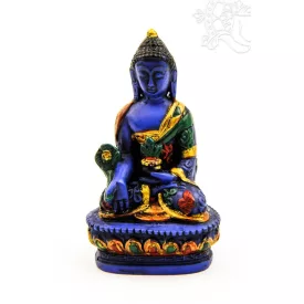 Gyógyító Buddha kézzel festett rezin szobor - 9 cm