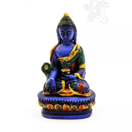 Gyógyító Buddha kézzel festett rezin szobor - 9 cm