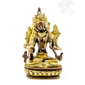 Fehér Tara réz szobor, arany-bronz - 14cm
