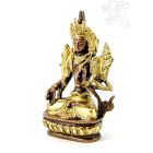 Fehér Tara réz szobor, arany-bronz - 14cm