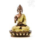 Áldó Buddha réz szobor, arany-bronz - 14cm