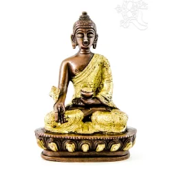Gyógyító Buddha réz szobor, arany-bronz - 14cm