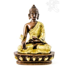 Gyógyító Buddha réz szobor, arany-bronz - 14cm