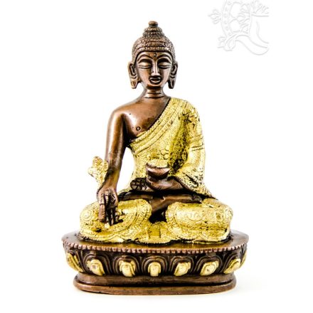 Gyógyító Buddha réz szobor, arany-bronz - 14cm