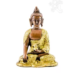 Shakyamuni Buddha réz szobor, arany-bronz - 14cm