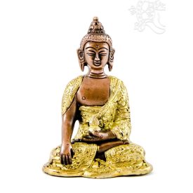 Shakyamuni Buddha réz szobor, arany-bronz - 14cm