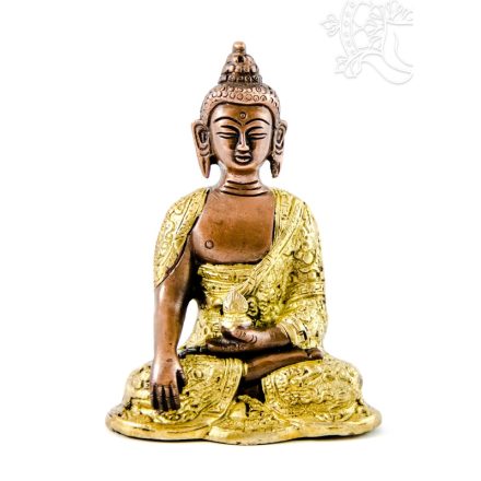 Shakyamuni Buddha réz szobor, arany-bronz - 14cm