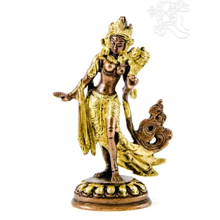 Táncoló Tara réz szobor, arany-bronz - 12,5 cm