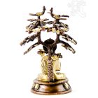 Áldó Buddha bódhi fa alatt réz szobor, arany-bronz - 18 cm