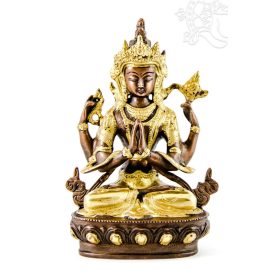 Csenrézi réz szobor, arany-bronz- 21 cm