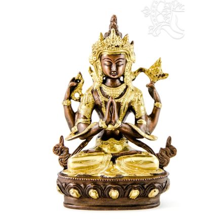 Csenrézi réz szobor, arany-bronz- 21 cm