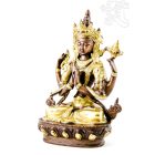 Csenrézi réz szobor, arany-bronz- 21 cm