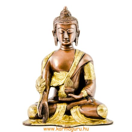 Gyógyító Buddha szobor réz, alj nélkül, arany-bronz - 20 cm