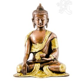   Shakyamuni Buddha réz szobor, alj nélkül - arany-bronz - 20 cm