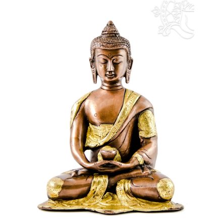 Amitabha Buddha réz szobor, alj nélkül, arany-bronz - 20 cm