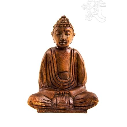 Amitabha Buddha fa faragott szobor - 15 cm