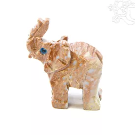 Emelt ormányú elefánt kőből faragott szobor - 3 cm