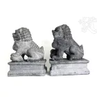 Őrző foo kutya (oroszlán kutya) pár láva kő szobor - 29 cm