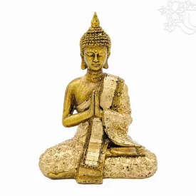 Imádkozó Buddha színes rezin szobor - 20 cm