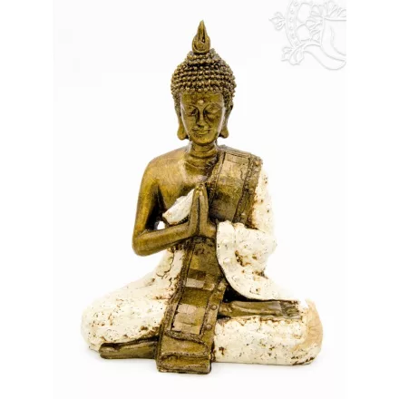 Imádkozó Buddha színes rezin szobor - 20 cm