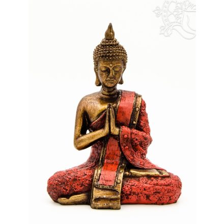 Imádkozó Buddha színes rezin szobor - 20 cm