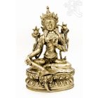 Zöld Tara réz szobor, matt sárga - 31 cm