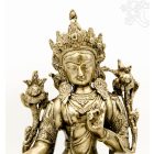 Zöld Tara réz szobor, matt sárga - 31 cm