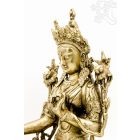 Zöld Tara réz szobor, matt sárga - 31 cm