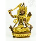 Manjushri réz szobor, arany-bronz - 14cm