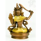 Manjushri réz szobor, arany-bronz - 14cm