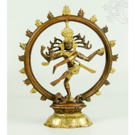 Táncoló Shiva réz szobor, arany-bronz- 19 cm