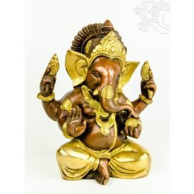 Ganesha réz szobor, arany-bronz - 18 cm