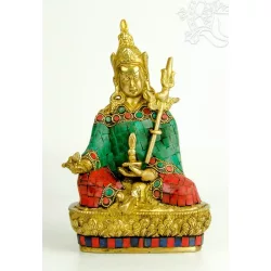 Guru Rinpoche réz szobor, kővel kirakott - 22 cm